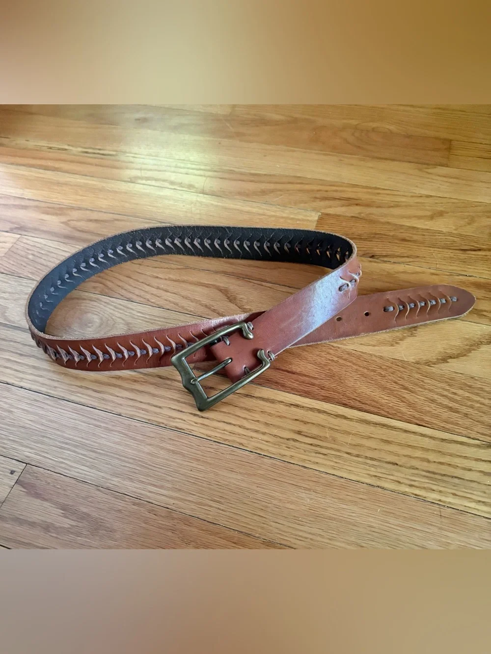 Braided Accent Women's Leather Belt - Brown